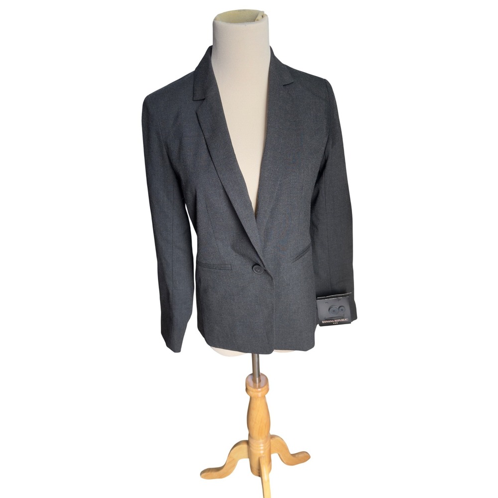 Banana Republic Petite Dark Gray One Button Blazer Jacket Womens 00P